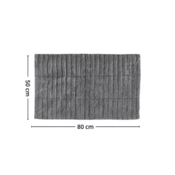 Baderomsmatte Tiles grå i bomull 80 x 50 cm