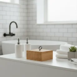 Boks bambus med skinnstropp 15 x 15 x 7 cm