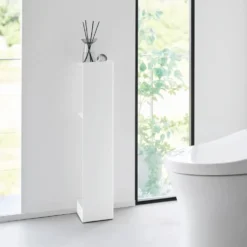 Diskré toalettpapirholder med hjul hvit 80,5 cm