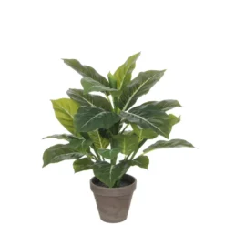 Evergreen kunstig plante grønn grå med potte 49 cm