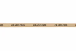 Gavebånd Gratulerer beige med sort tekst 10 mm