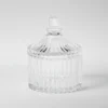 Glasskrukke stripet med lokk 6,5 x 9 cm
