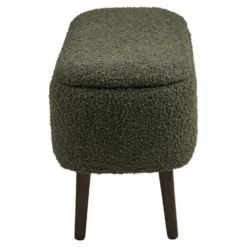 Harlow benk med oppbevaring teddy grønn 95x37x45 cm
