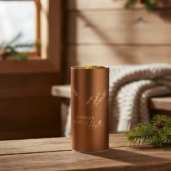 Lyslykt LED Livet på hytta brun 7 x 15 cm