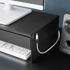 Monitorstativ med skuff sort 50 x 24 x 12,8 cm