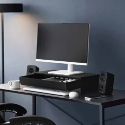 Monitorstativ med skuff sort 50 x 24 x 12,8 cm