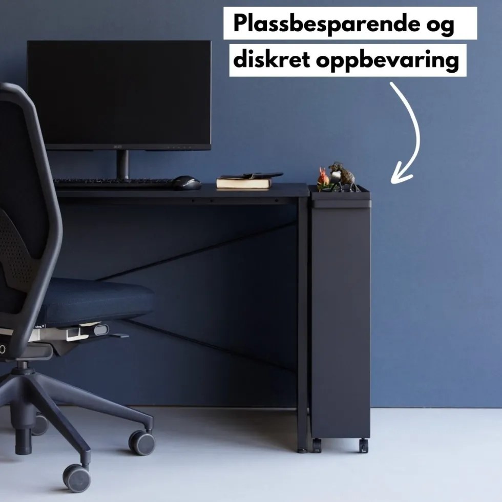 Oppbevaringsvogn med hjul sort 59 x 70 cm
