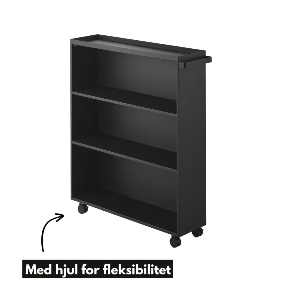 Oppbevaringsvogn med hjul sort 59 x 70 cm