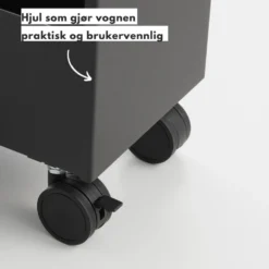 Oppbevaringsvogn på hjul sort 80,5 x 45,5 cm