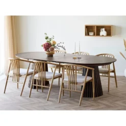 Osaka spisebord smoked oak veneer, uttrekkbart 120-240 cm