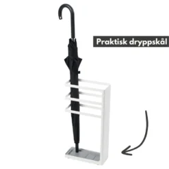 Paraplystativ med dryppskål, stor hvit
