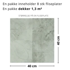 8-pk Amsterdam spearmint selvklebende fliser 40 x 40 cm