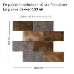 10-pk Bente subway selvklebende veggfliser