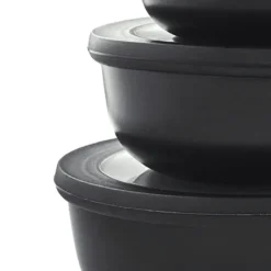 3-pk bollesett lav med lokk sort
