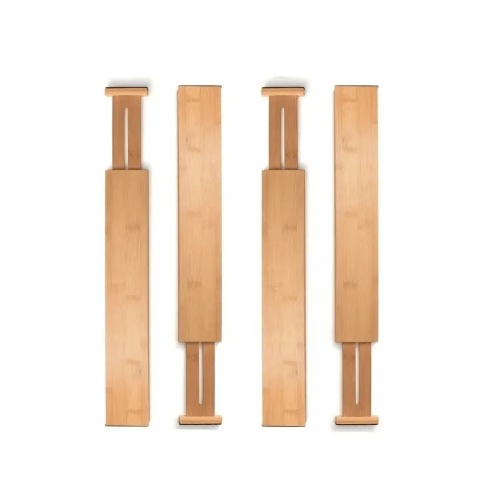 4-pk Justerbar skuffedeler, bambus