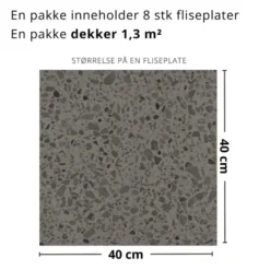 8-pk Lisboa Terrazzo mørkegrå selvklebende fliser