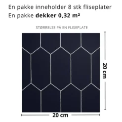 8-pk Mathilde Mørkeblå selvklebende fliser