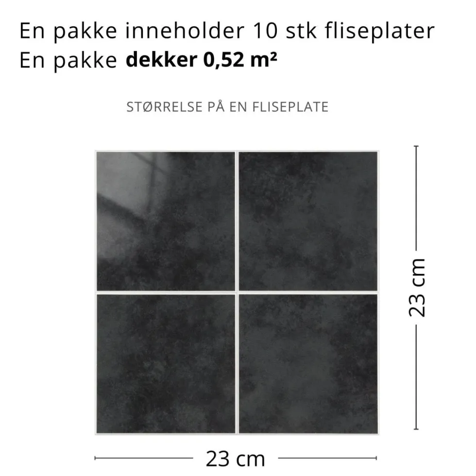 10-pk Melina antrasitt selvklebende veggfliser