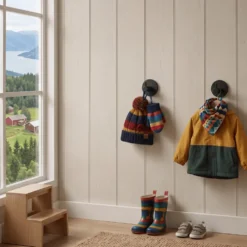 4-pk Selvklebende knagg, sort matt