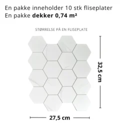 10-pk Stein hexagon marmor veggfliser
