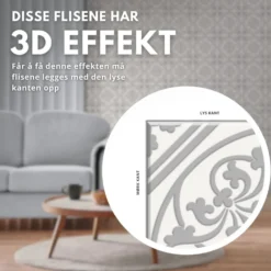 8-pk Tavira antikk selvklebende fliser