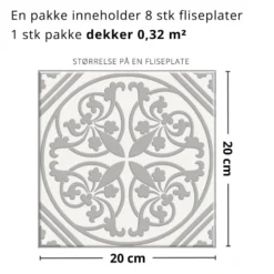 8-pk Tavira antikk selvklebende fliser