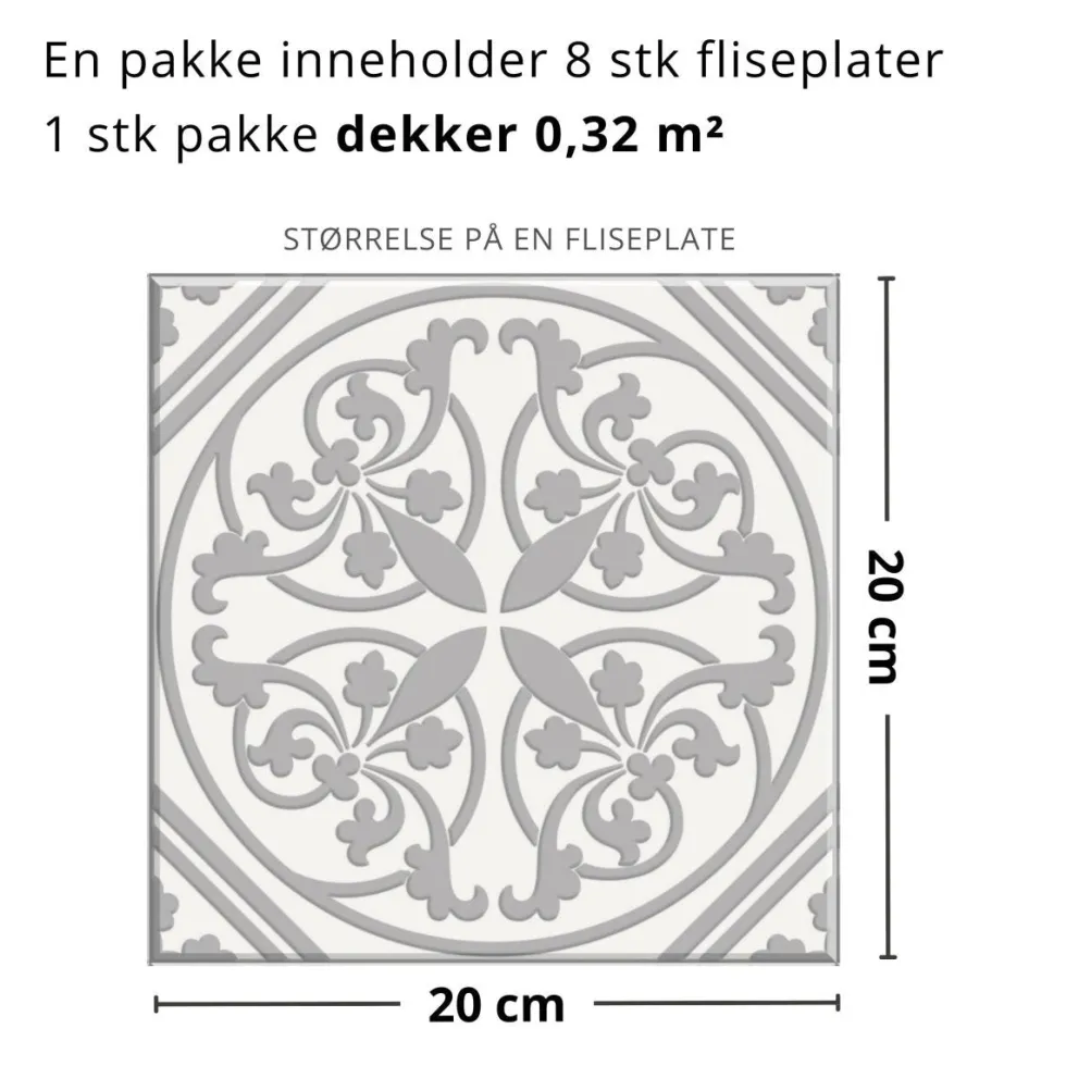 8-pk Tavira antikk selvklebende fliser