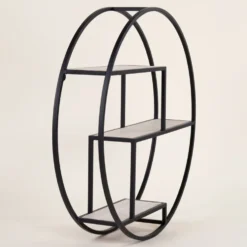 Rotterdam vegghylle trehyller sort ramme 62 x 14 cm
