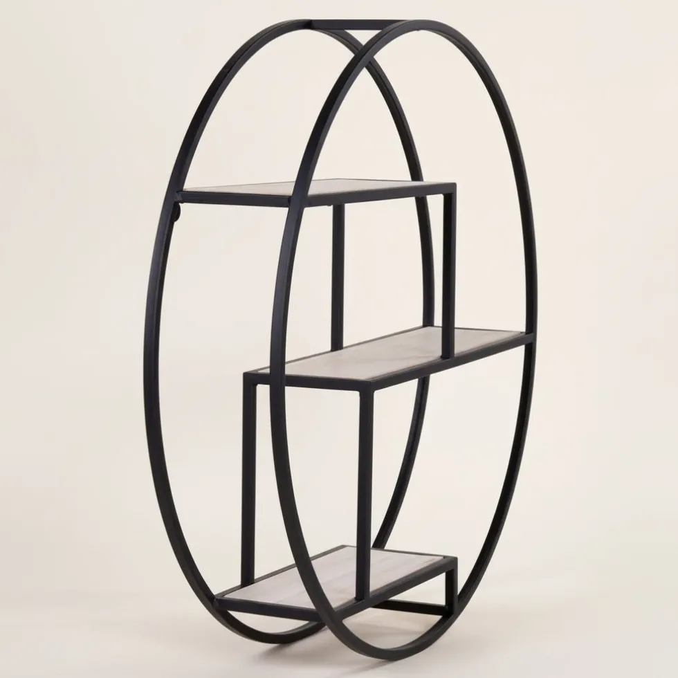 Rotterdam vegghylle trehyller sort ramme 62 x 14 cm