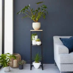 Sidebord med hylle sort 80 x 25 cm