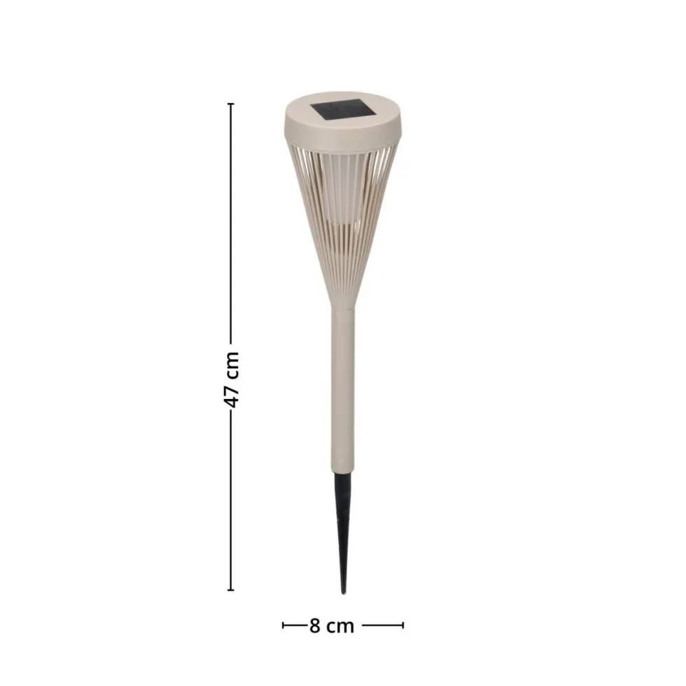 Solcellelykt beige 8 x 47 cm