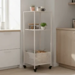 Torres vogn med tre hyller 35 x 35 x 100 cm, sand