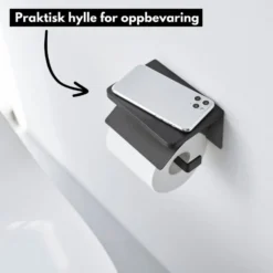 Veggmontert toalettpapirholder sort