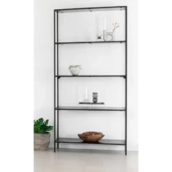 Vita bokhylle 5 hyller sort 80 x 36 x 170 cm