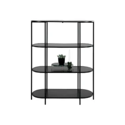 Vita oval bokhylle 4 hyller sort 85x36x111 cm