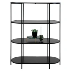 Vita oval bokhylle 4 hyller sort 85x36x111 cm