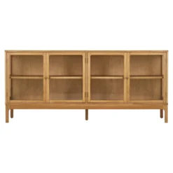 Zamora skjenk 4 glassdører eik natur 180x40x80 cm
