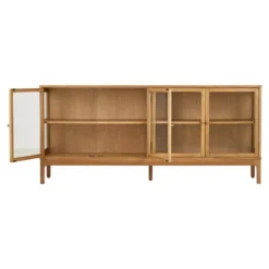 Zamora skjenk 4 glassdører eik natur 180x40x80 cm
